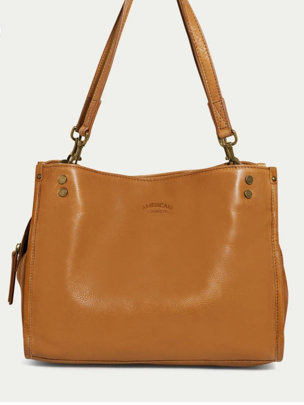American Leather Co Lenox Triple Entry Satchel Bag Cafe Latte